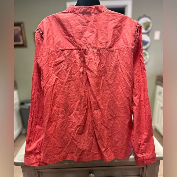 Gap Pintuck Mockneck Lace-Trim Blouse Long Sleeve size XXL NWT - Picture 3 of 11